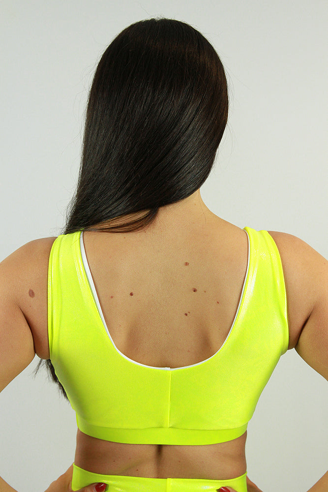 Neon Yellow Sparkle Sweet Scoop Sports Bra – Rarr Designs
