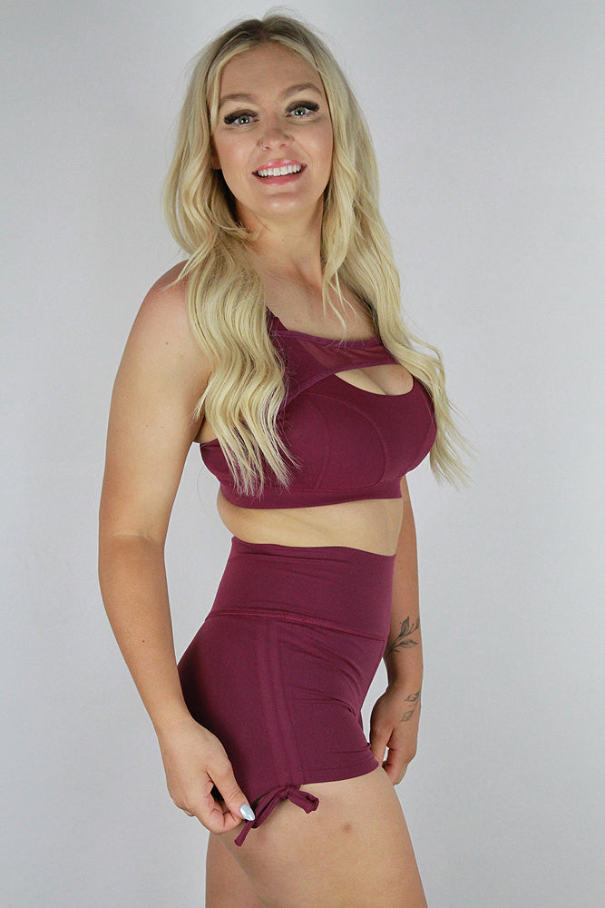 Maddox Plum Tie up Gym Short