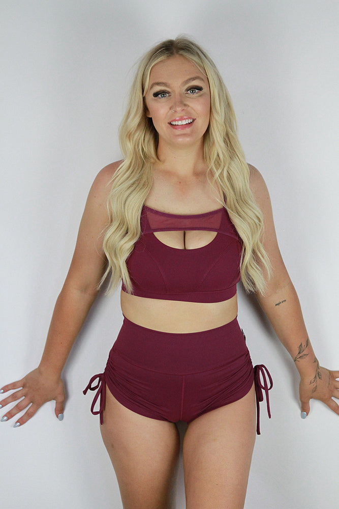 Maddox Plum Tie up Gym Short