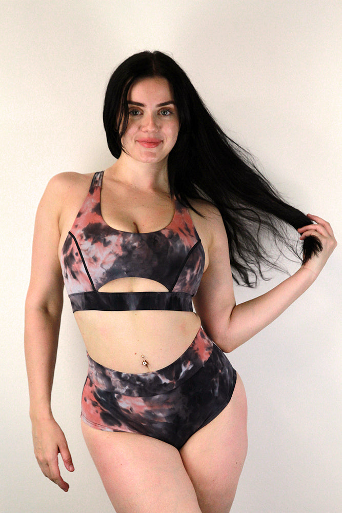 Rarr Designs Pink Marble Trinity Strappy Sports Bra 2