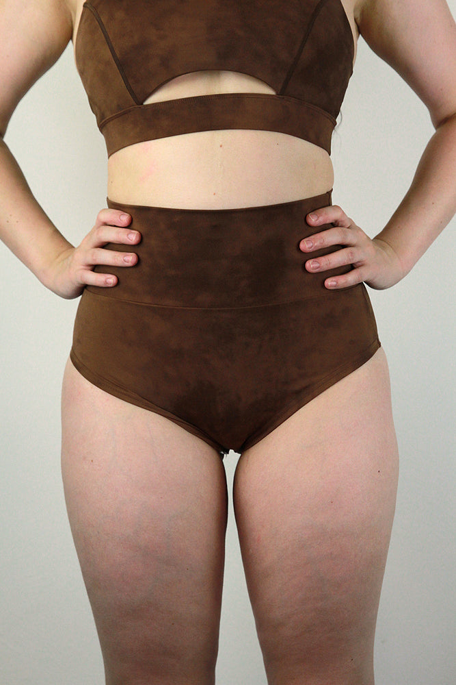 Rarr designs Brown Marble SUPER High Waist Short rarrdesigns front