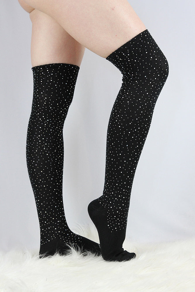 Rhinestone Football Knee High Socks Black – Rarr Designs