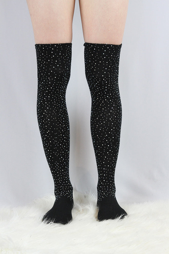 Rhinestone Football Knee High Socks Black – Rarr Designs
