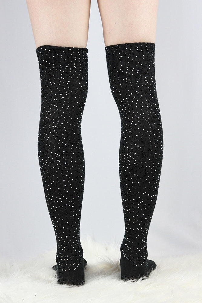 Rhinestone Football Knee High Socks Black – Rarr Designs
