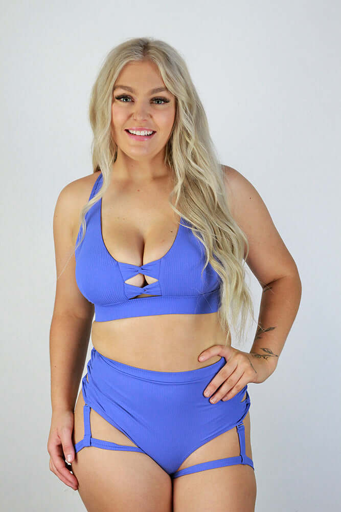 Sasha Mid Waist Garter Short – Cornflower Blue