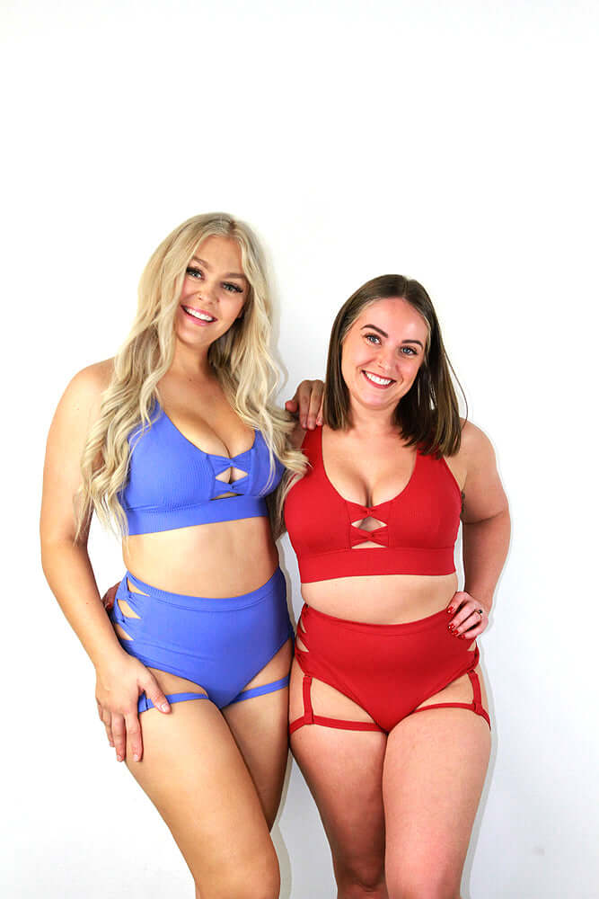 Sasha Mid Waist Garter Short – Sangria Red