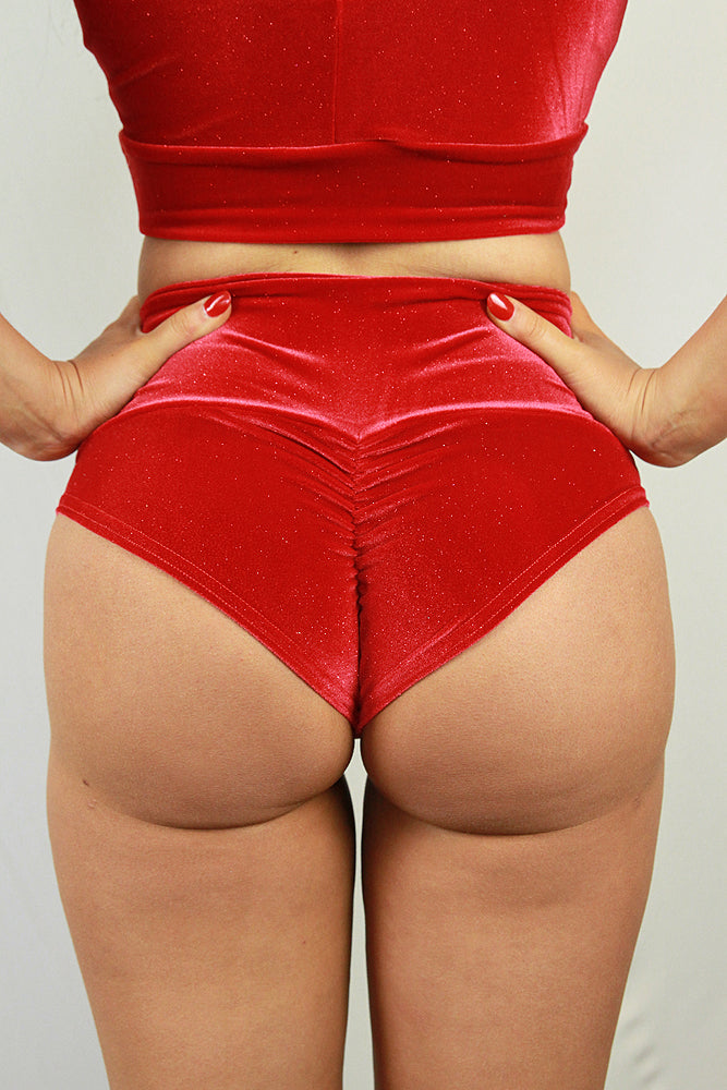 Velvet Sparkle Low Waist Booty Short Red – Rarr Designs