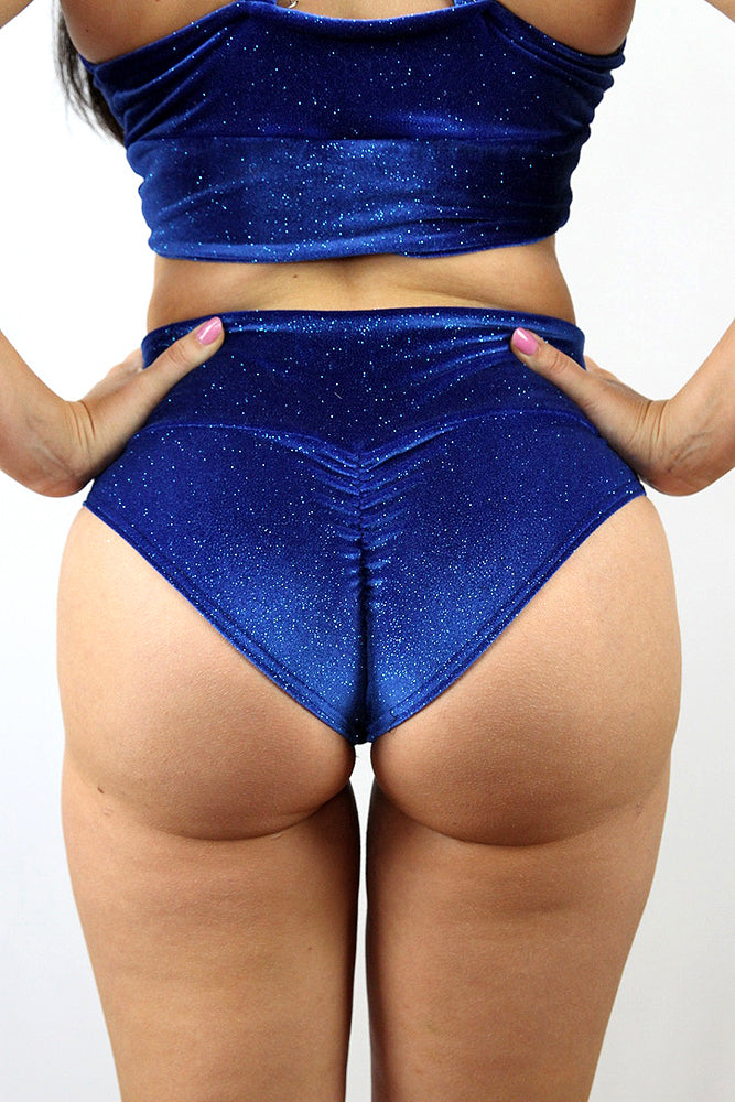 Velvet Sparkle Low Waist Booty Short Royal Blue – Rarr Designs