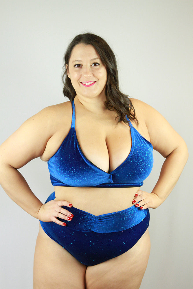 Velvet Sparkle Plus Size Bikini Bra Royal Blue – Rarr Designs