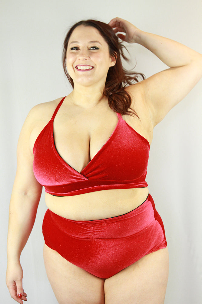Velvet Sparkle Plus Size High Waisted Shorts Red – Rarr Designs