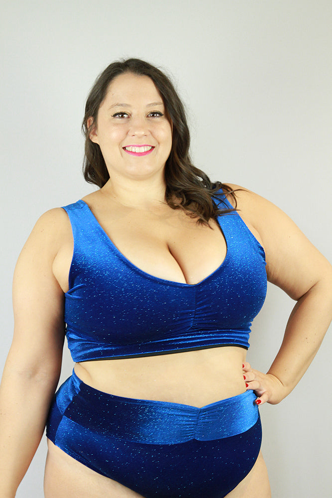 Velvet Sparkle Plus Size High Waisted Shorts Royal Blue – Rarr Designs