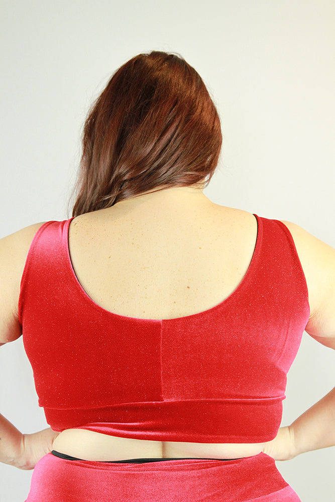 Velvet Sparkle Sweet Scoop Plus Size Sports Bra Red – Rarr Designs
