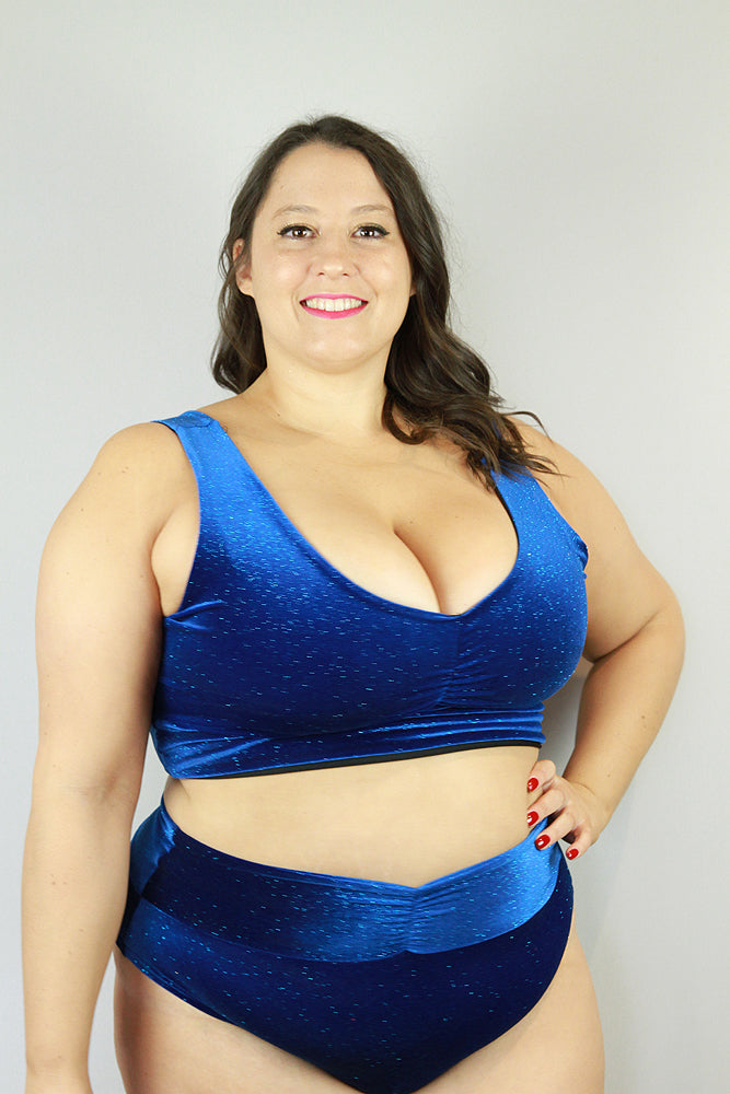 Velvet Sparkle Sweet Scoop Plus Size Sports Bra Royal Blue – Rarr Designs