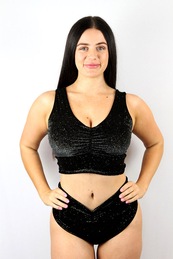 Velvet Sparkle Sweet Scoop Sports Bra Black – Rarr Designs