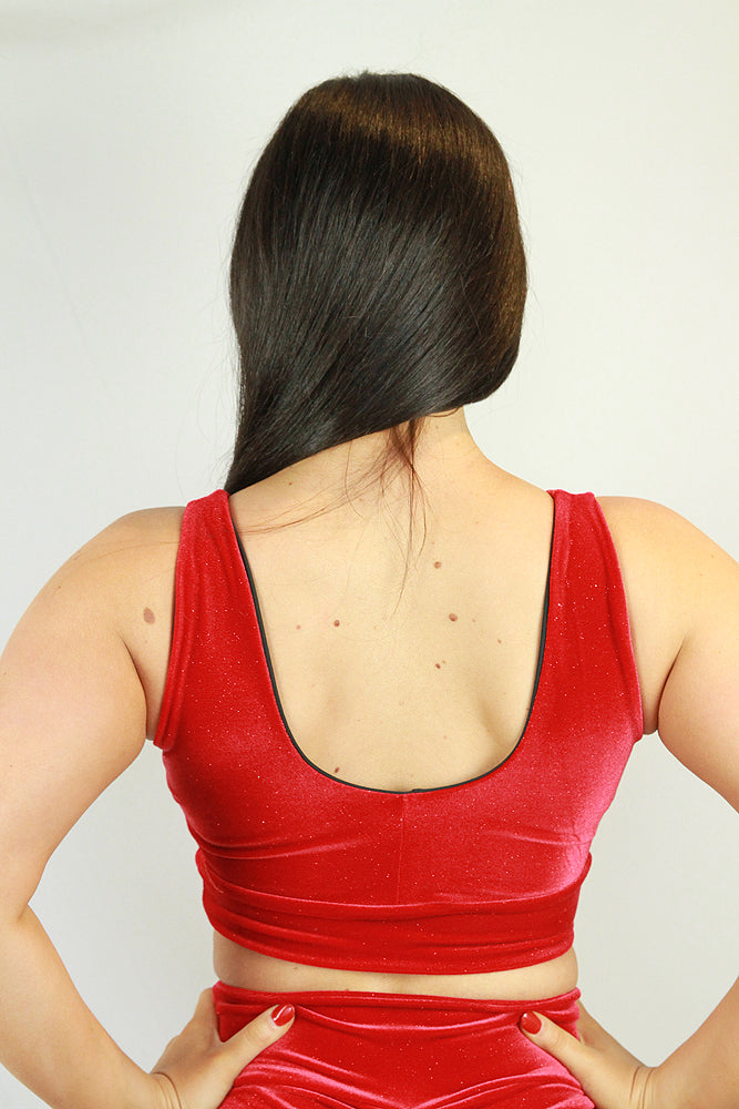 Velvet Sparkle Sweet Scoop Sports Bra Red – Rarr Designs