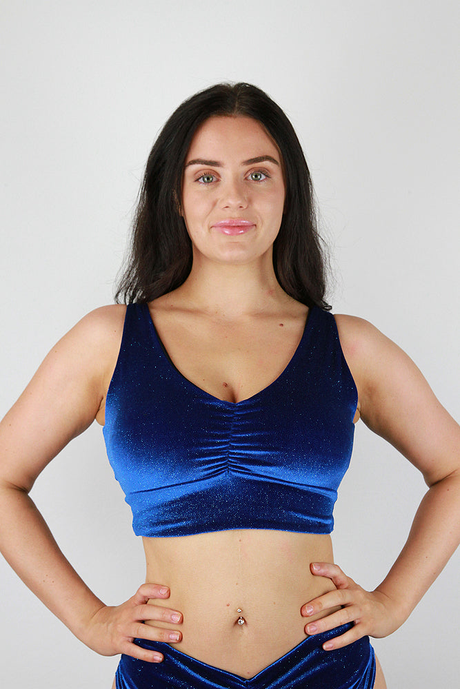 Velvet Sparkle Sweet Scoop Sports Bra Royal Blue