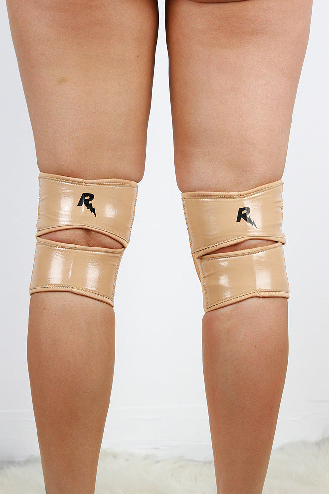 Vinyl Neoprene Grip Knee Pads BEIGE/NUDE – For Pole, Dance & Floorwork