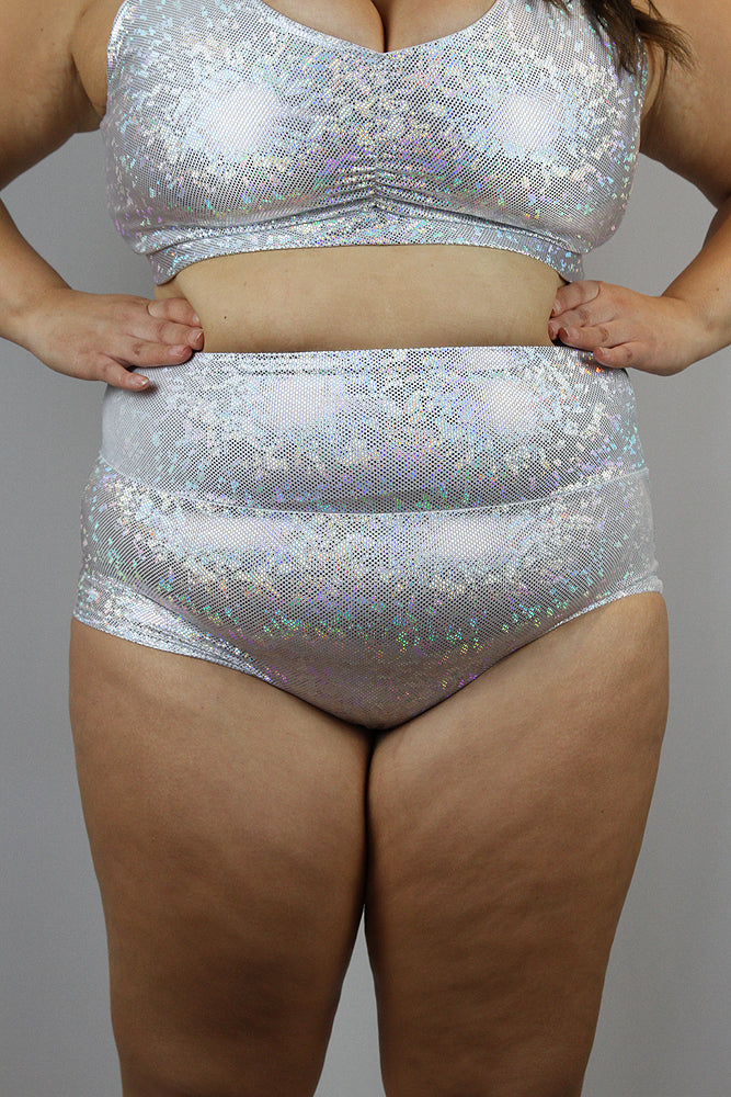 White Sparkle Plus Size High Waisted Shorts – Rarr Designs