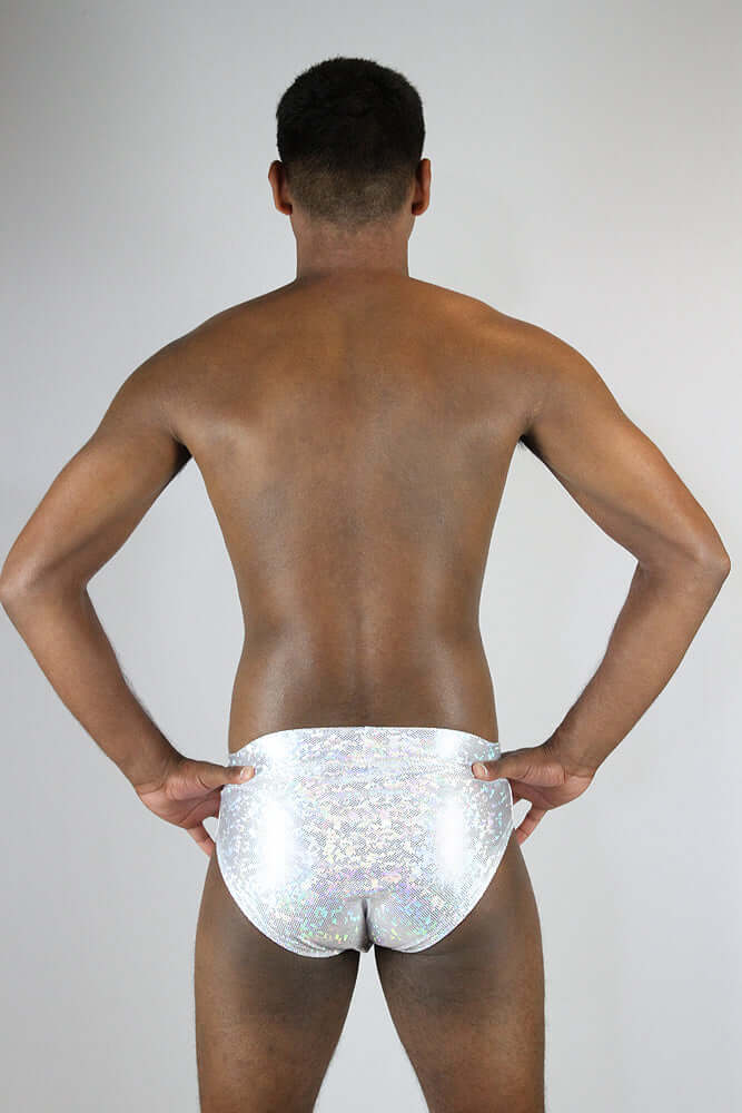 Rarr Designs men's pole dance brief in White Sparkle | men's polewear Australia | men's pole dance clothing