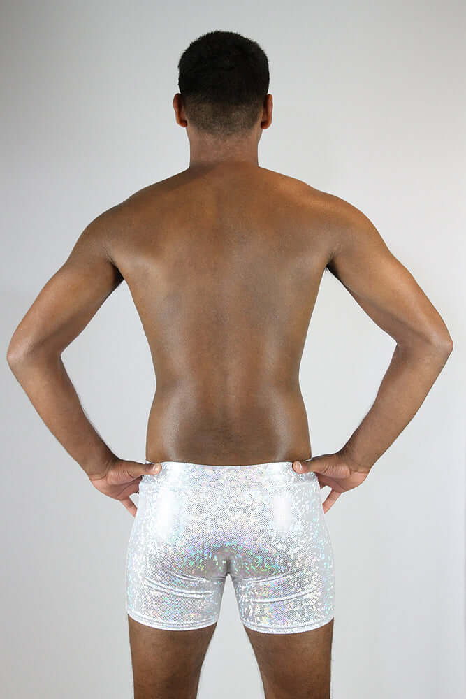 Rarr Designs men's pole shorts in White Sparkle | men's polewear Australia | men's pole dance clothing