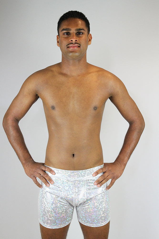 White Sparkle Pole Short Mens Polewear – Rarr Designs