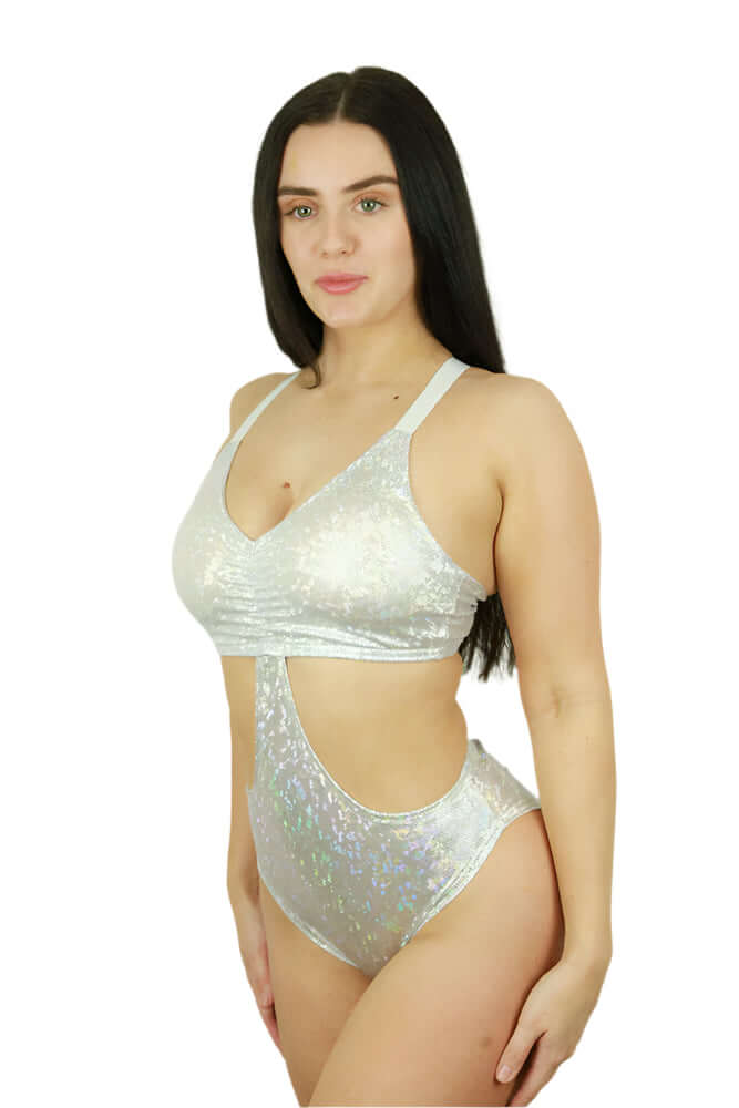Rarr Designs pole leotard in White Sparkle | sparkly pole outfits | Australian made pole wear | pole dance clothing Australia
