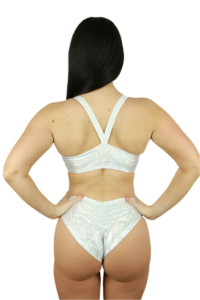 White Sparkle Side Cut Out One Piece Leotard Bodysuit – Rarr Designs