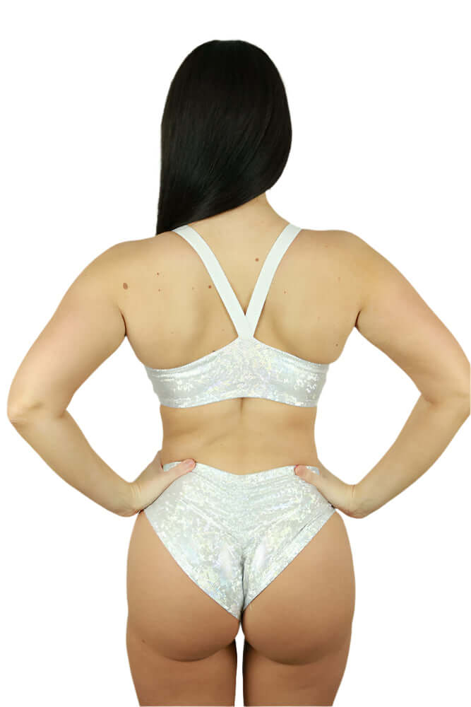 Rarr Designs pole leotard in White Sparkle | sparkly pole outfits | Australian made pole wear | pole dance clothing Australia
