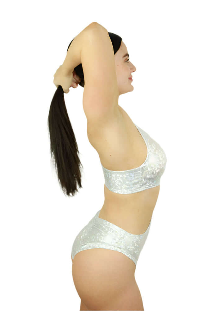 Rarr Designs pole leotard in White Sparkle | sparkly pole outfits | Australian made pole wear | pole dance clothing Australia