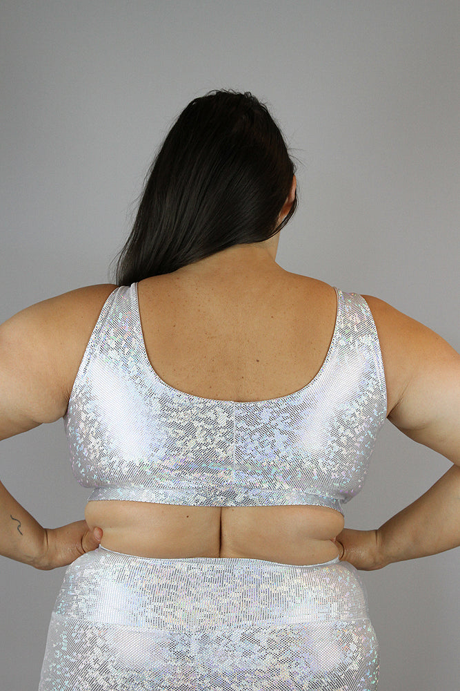 White Sparkle Sweet Scoop Plus Size Sports Bra – Rarr Designs