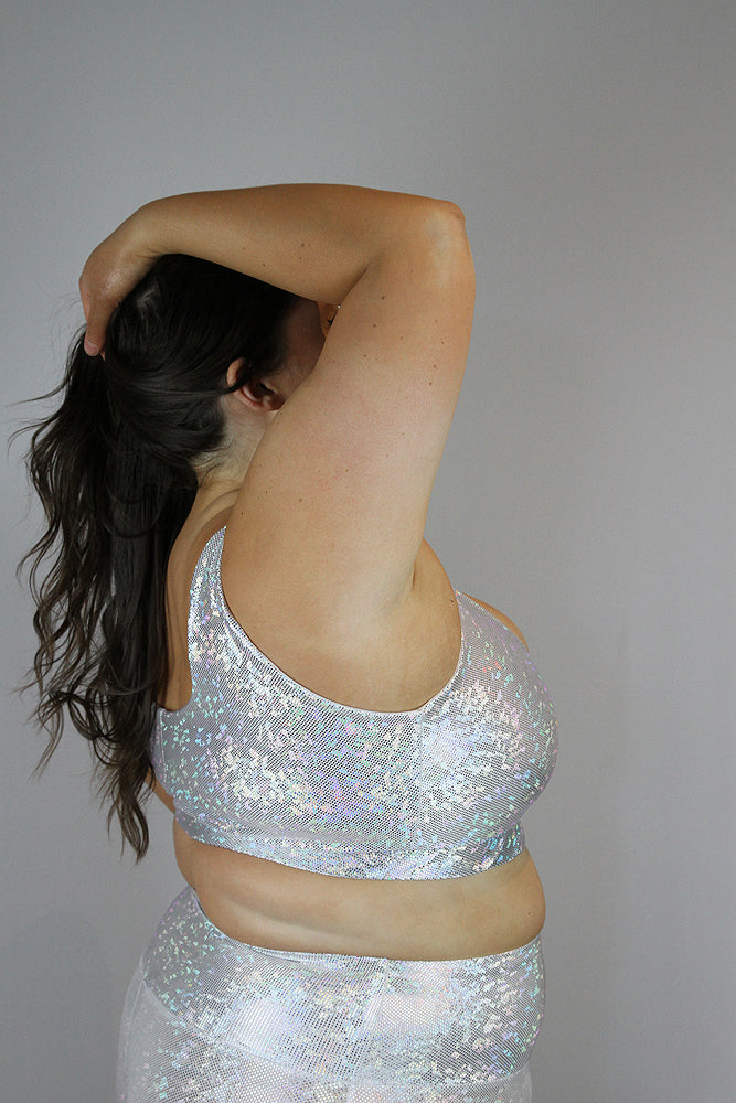 White Sparkle Sweet Scoop Plus Size Sports Bra – Rarr Designs