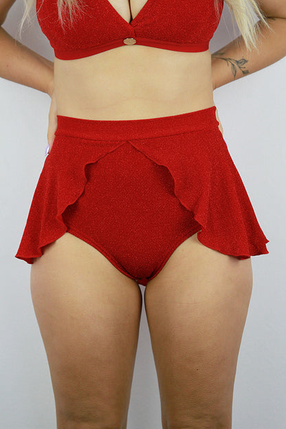 Glitteratti High Waist Skort Red