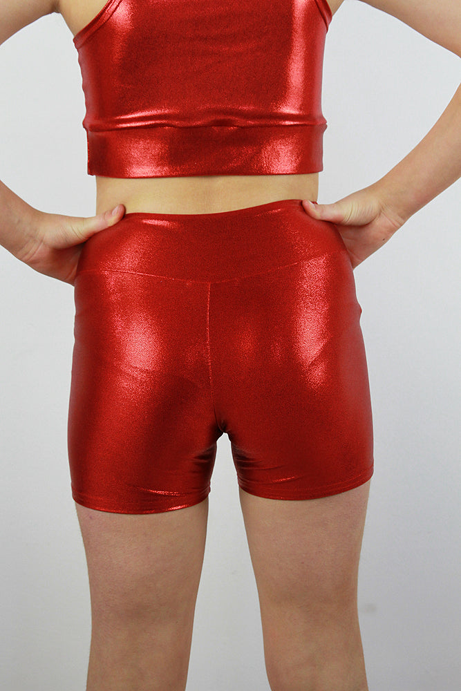 Red Sparkle Girls Shorts | Dance & Gymnastics Activewear Rarr Designs