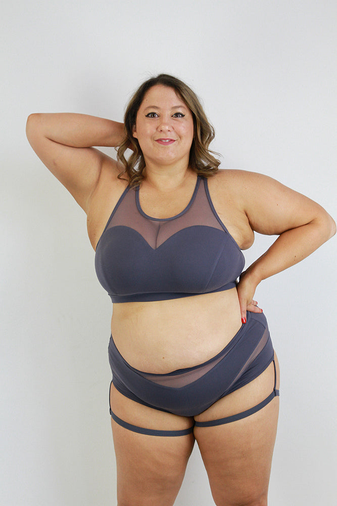 Carmen Mesh Sports Bra – Slate Grey