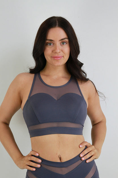 Carmen Mesh Sports Bra – Slate Grey