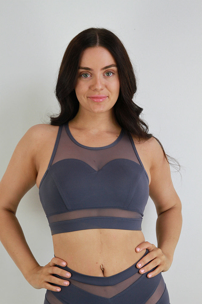 Carmen Mesh Sports Bra – Slate Grey