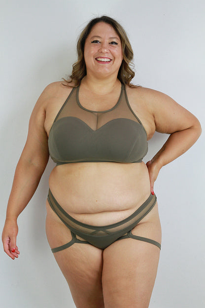 Carmen Low Waist Garter Short – Army Green