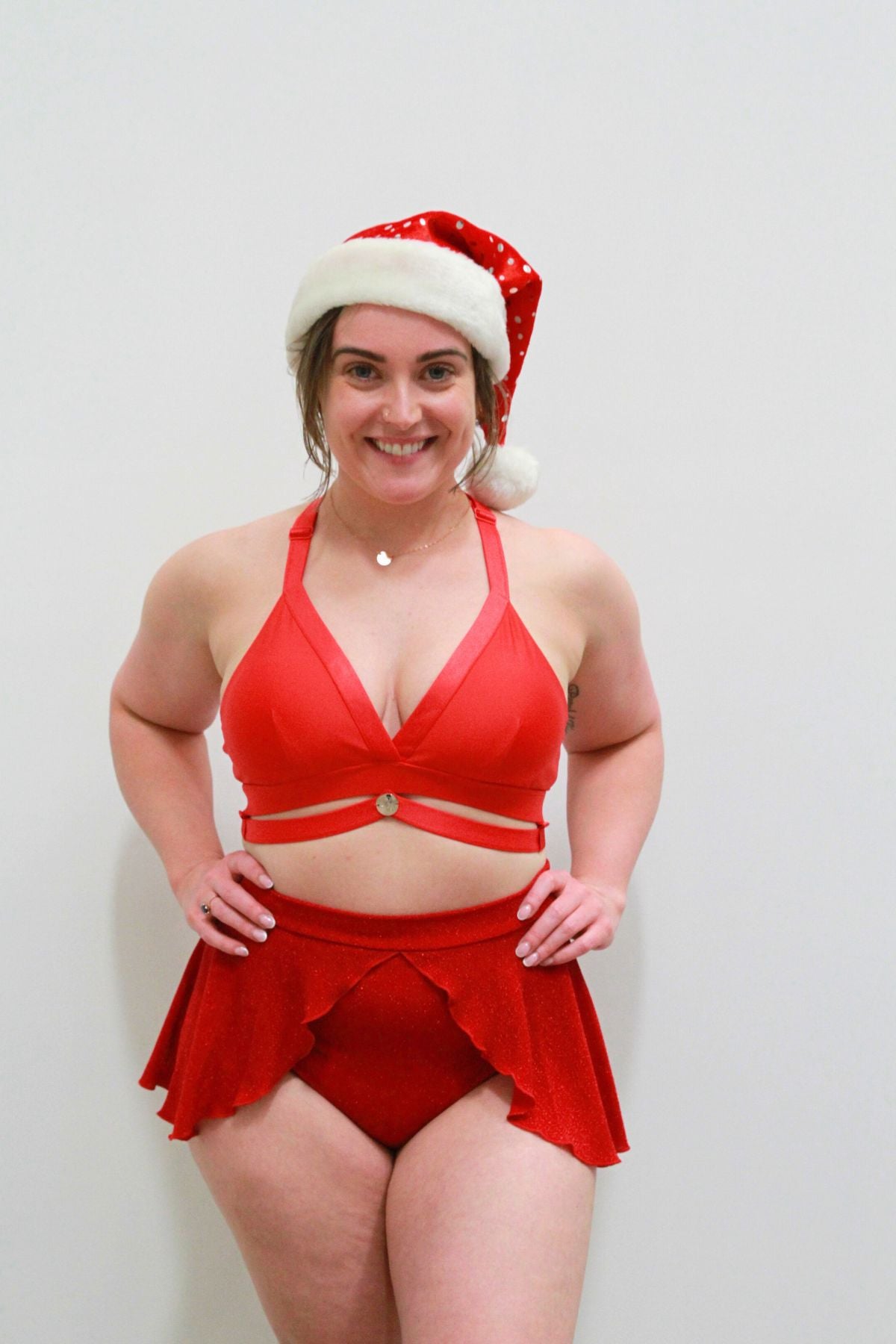 Glitteratti High Waist Skort Red