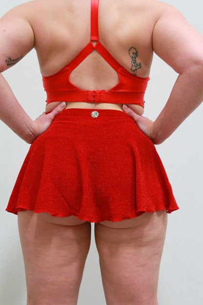 Glitteratti High Waist Skort Red