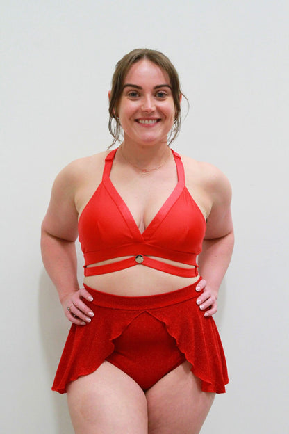 Glitteratti High Waist Skort Red