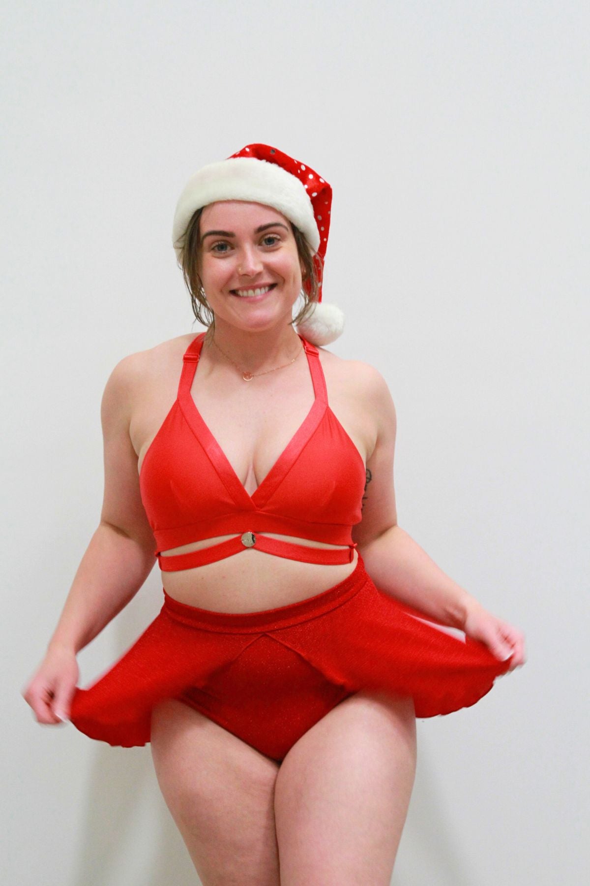 Glitteratti High Waist Skort Red