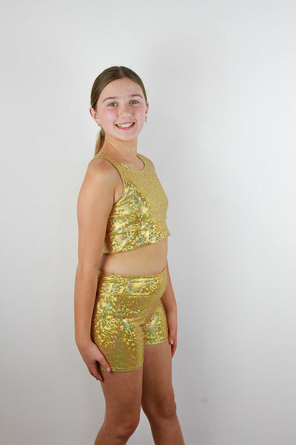 Gold Sparkle Girls Shorts | Dance & Gymnastics Activewear Rarr Designs