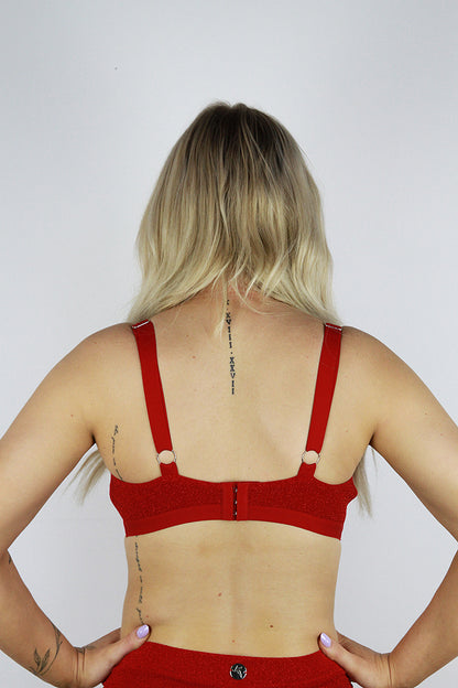 Glitteratti Plunge Bra Red