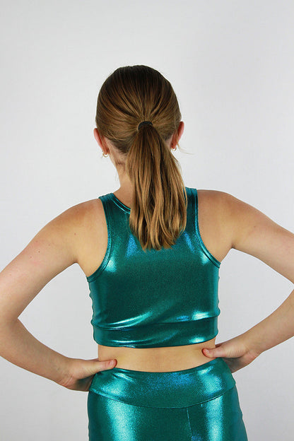 Jade Sparkle Girls Crop Top | Dance & Gymnastics Activewear Rarr Designs