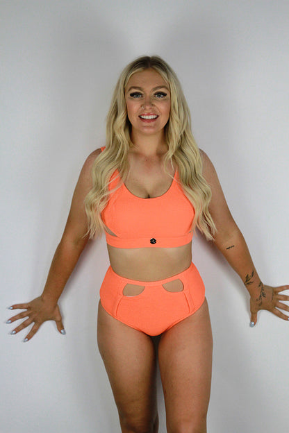 Lily Mid Waist Booty Shorts – Orange | Pole Wear