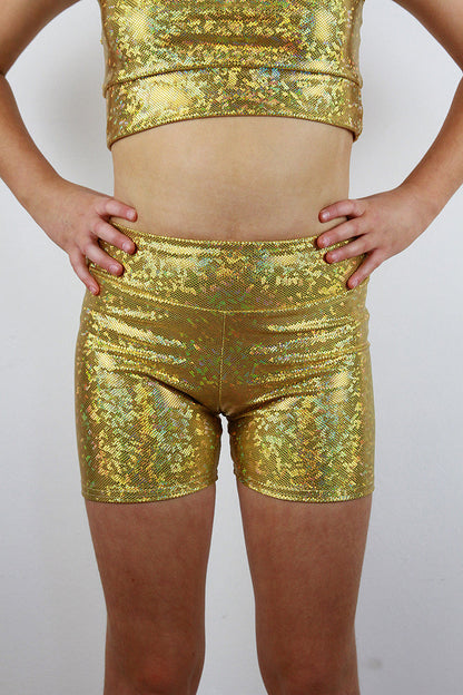 Gold Sparkle Girls Shorts | Dance & Gymnastics Activewear Rarr Designs
