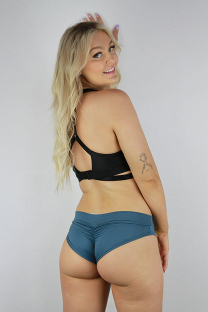 Denim Blue Low Scrunch Bum Booty Shorts
