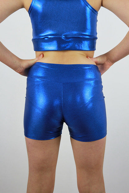 Blue Sparkle Girls Shorts | Dance & Gymnastics Activewear Rarr Designs