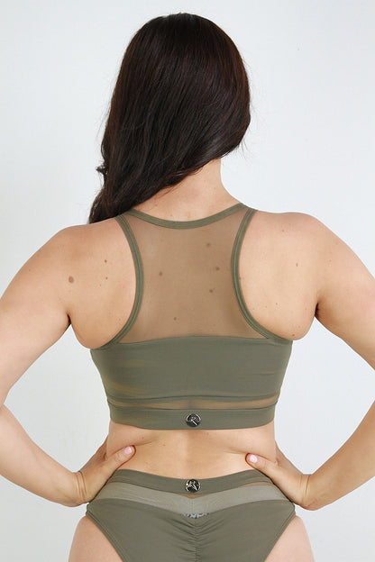 Carmen Mesh Sports Bra – Army Green