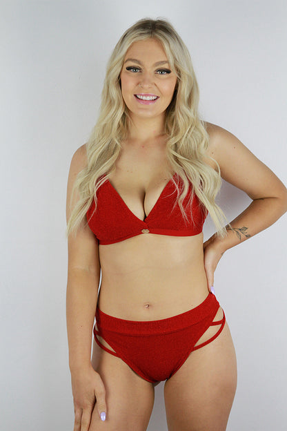 Glitteratti Plunge Bra Red